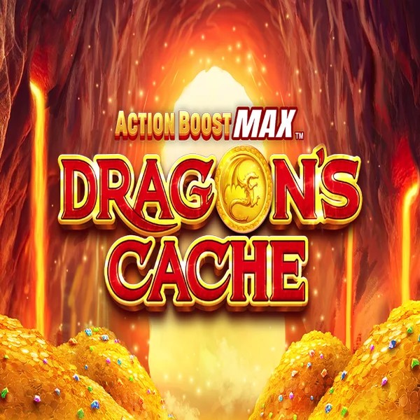 Action Boost Max Dragon's Cache slot logo by SpinPlay Games at Nyxbets Casino